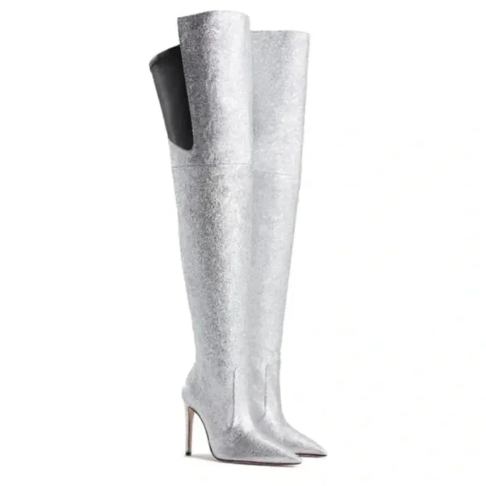 Good American Emma Crackle Over The Knee Boots